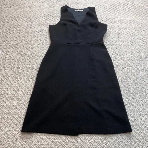 BCBGeneration Shift Dress Womens 8 Black Sleeveless Midi Split Neck Polyester - Picture 1 of 11